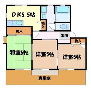 グランデール南山B棟【1階】の間取り