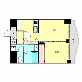 シャンクレール南堀江【6階】の間取り