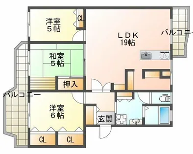 中山五月台住宅6号棟【5階】の間取り