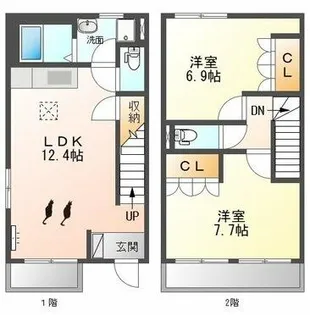 愛知県名古屋市東区芳野1丁目【テラスハウス】の間取り