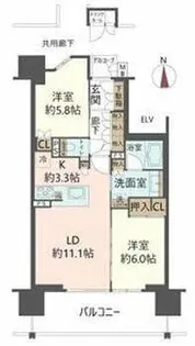 ジオ新町レジデンス【3階】の間取り