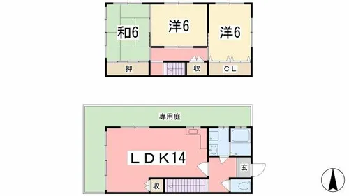 ハウス稲文Ⅱ【F号室】の間取り