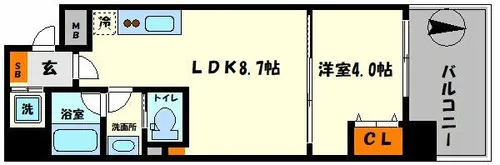 ブエナビスタ上町【9階】の間取り