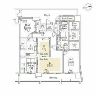 ロイヤルパークスなんば【1401号室】の間取り
