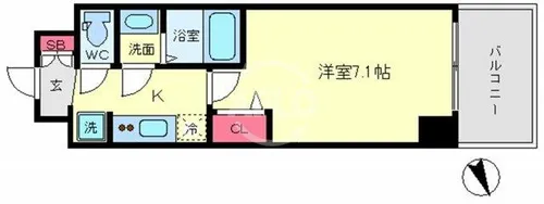 プレサンスOSAKADOMECITYクロスティ【7階】の間取り