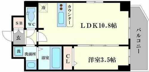 エスリード難波THE FIRST【10階】の間取り