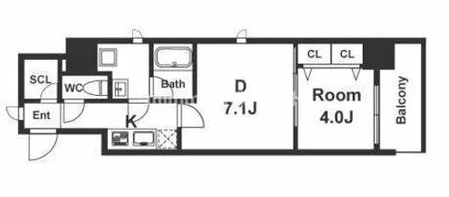 スプランディッド淀屋橋DUE【5階】の間取り