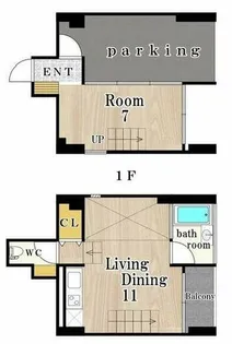 U residence 弁天町 (是空弁天)【1階】の間取り