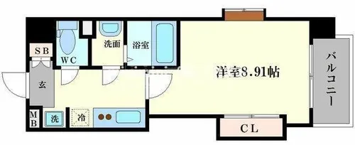 ラグゼ難波西Ⅱ【1001号室】の間取り