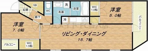 レ・ジェイドイクス【12階】の間取り