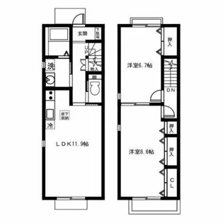 愛知県一宮市小信中島字西山【テラスハウス】の間取り