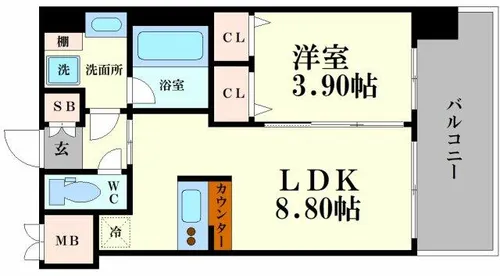 プレジオ弁天町ASIAN【3階】の間取り