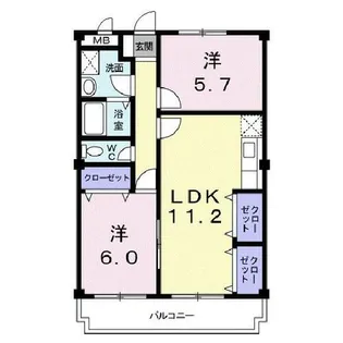 マロード月輪【6階】の間取り
