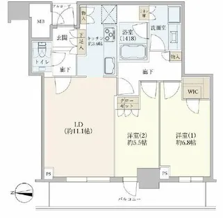 プレミストタワー大阪新町ローレルコート【37階】の間取り