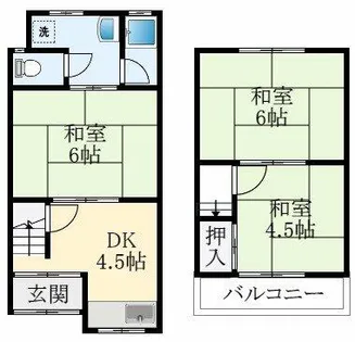 大阪府松原市田井城1丁目【テラスハウス】の間取り
