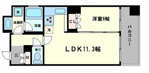 リーガル四ツ橋立売堀Ⅱ【9階】の間取り