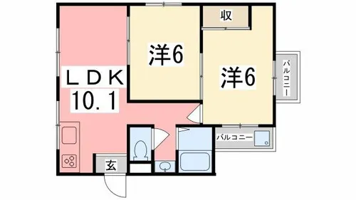 三景コーポ【1-2号室】の間取り