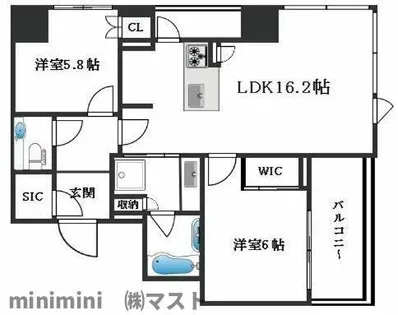ザ・パークハウス大阪梅田タワー【17階】の間取り