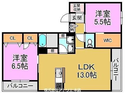 グランド・ソレイユ B棟【1階】の間取り