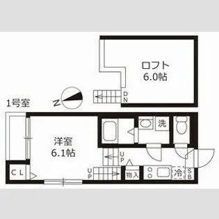 ハーモニーテラス大杉町Ⅱ【201号室】の間取り