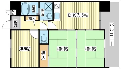 ロイヤルコーポ野田【302号室】の間取り