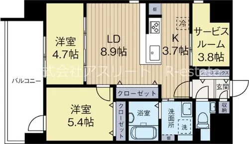 福岡県福岡市博多区住吉4丁目【マンション】の間取り