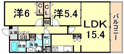 甲子園三番町ハイツ【4階】の間取り