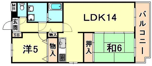 ベルシャトー【5階】の間取り