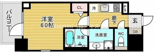 リヴェント難波ウエスト【3階】の間取り