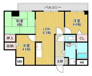 パイン北野田【3階】の間取り