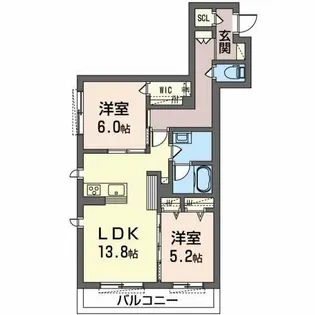 シャーメゾン オリナスパスミ【3階】の間取り
