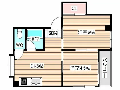 朝日橋ハイツ リノベあり【3階】の間取り