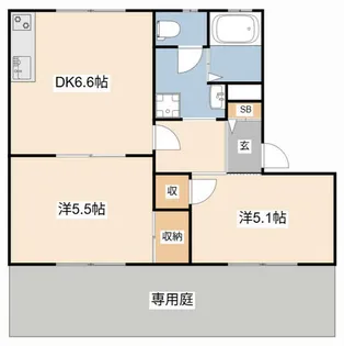 タウニィ上大野【B102号室】の間取り