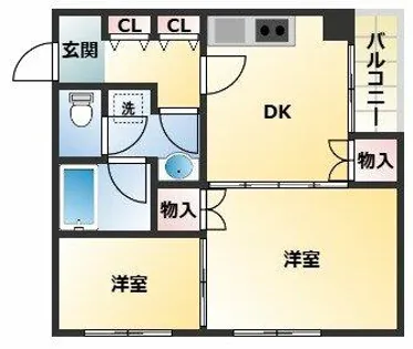 アムズV桑津【2階】の間取り