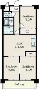 シーズンコート植田南【3階】の間取り