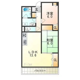 パークシャトー平野白鷺【6階】の間取り