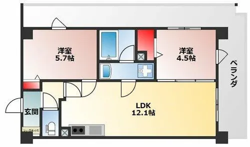 プレステージ12番館【402号室】の間取り