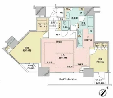 グランドメゾン上町台ザ・タワー【2608号室】の間取り