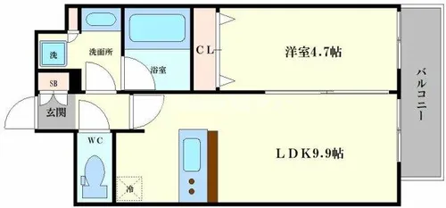 プレサンス大阪福島シエル【13階】の間取り