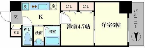 グランパシフィックパークビュー【3階】の間取り