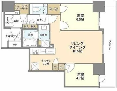 ザ・ファインタワー大阪肥後橋【4階】の間取り