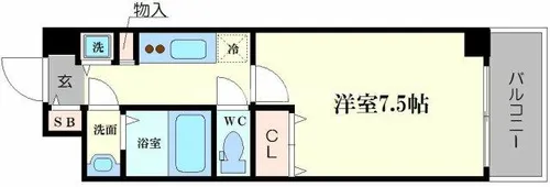 HRフロントリーガル難波WEST【3階】の間取り
