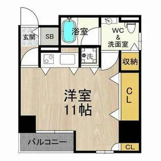 フローライト長堀橋【306号室】の間取り