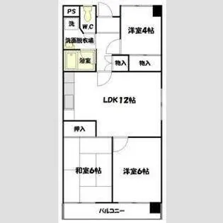 東山ハイツ【2階】の間取り