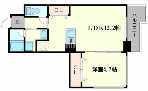 ラグレース天六【4階】の間取り