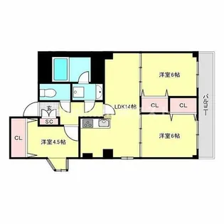 サンハイツ南堀江【10階】の間取り