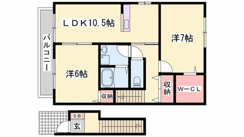 兵庫県姫路市広畑区才【アパート】の間取り