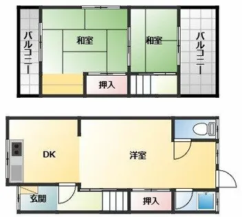 大阪府松原市岡2丁目【テラスハウス】の間取り