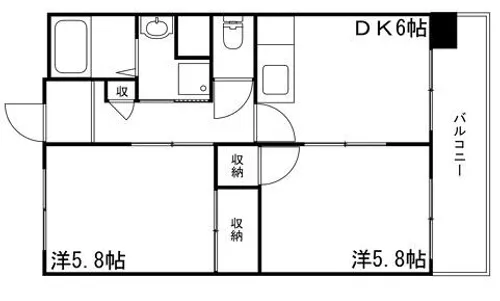 2DKの間取り画像