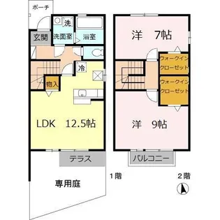兵庫県たつの市龍野町中村【テラスハウス】の間取り